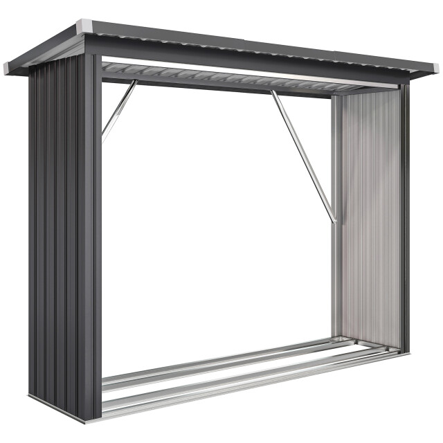 4goodz Houtopslag gegalvaniseerd staal met schuin dak – 66x213x150 cm - 3309715 large