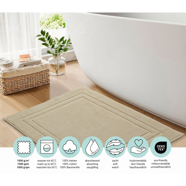 DoubleDry Hotel badmat 50 x 80 cm – 100% katoen – zacht en absorberend – beige 3286646 large