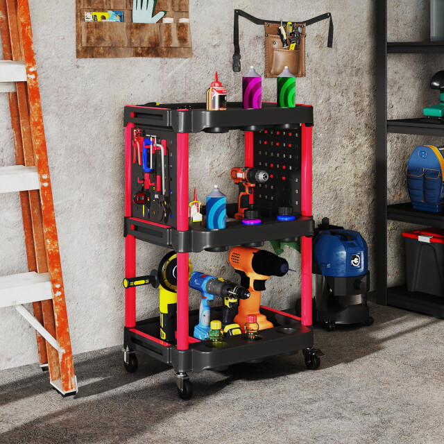 4goodz Gereedschapswagen met 3 niveaus 2 zijhandvatten 10 haken 3309712 large