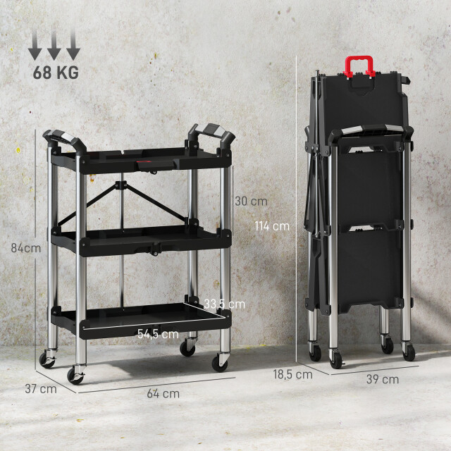 4goodz Gereedschapswagen opvouwbaar met 3 niveaus 68 kg draagvermogen met 3309711 large