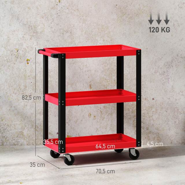 4goodz Gereedschapswagen met 3 niveaus 120 kg draagvermogen met handvat 3309709 large