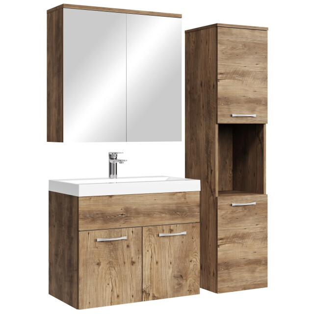 Badplaats Badkamermeubel set montreal 60 cm bruin badmeubel met 3181068 large