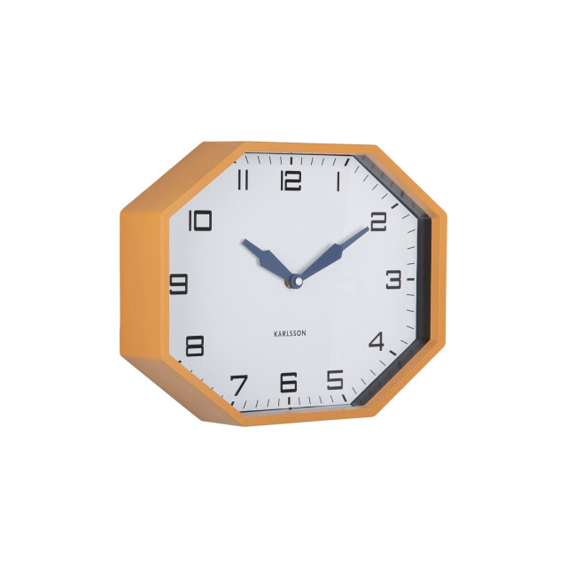 Karlsson wandklok modern factory octagon ochre yellow & navy blue 3259441 large