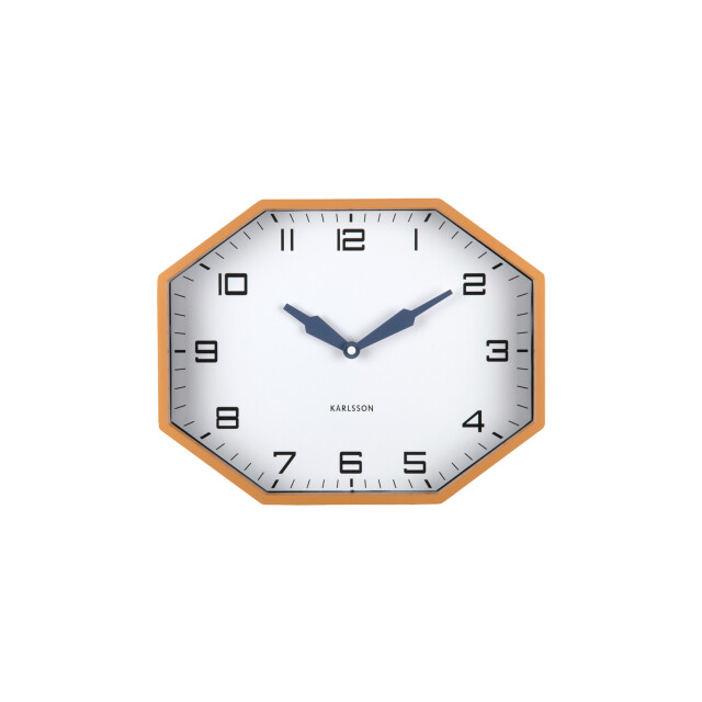 Karlsson wandklok modern factory octagon ochre yellow & navy blue 3259441 large