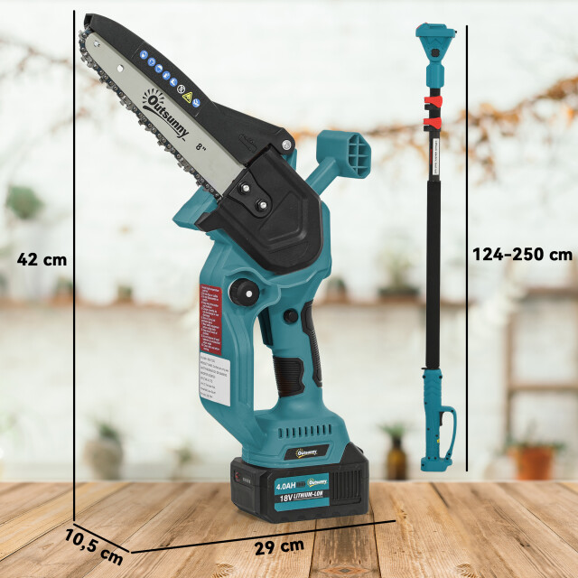 4goodz Outsunny 2-in-1 mini kettingzaag met steel tot 250 cm 580w met accu 3315558 large