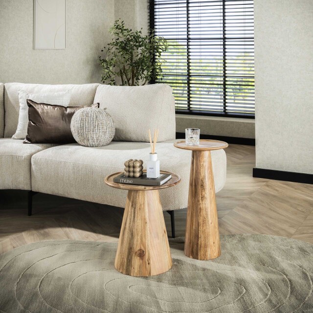 Hoyz bijzettafel cone set-2 massief acacia naturel 3208043 large