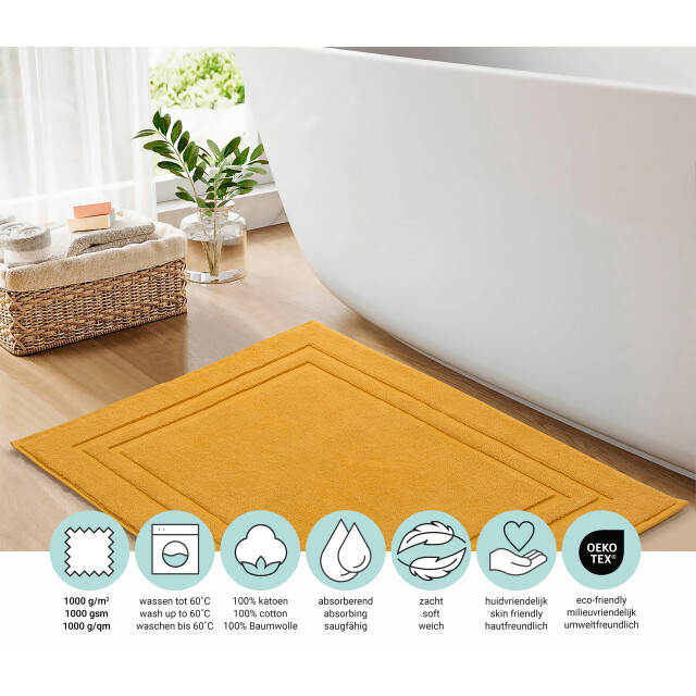 DoubleDry Hotel badmat 50 x 80 cm – 100% katoen – zacht en absorberend – oker 3286653 large