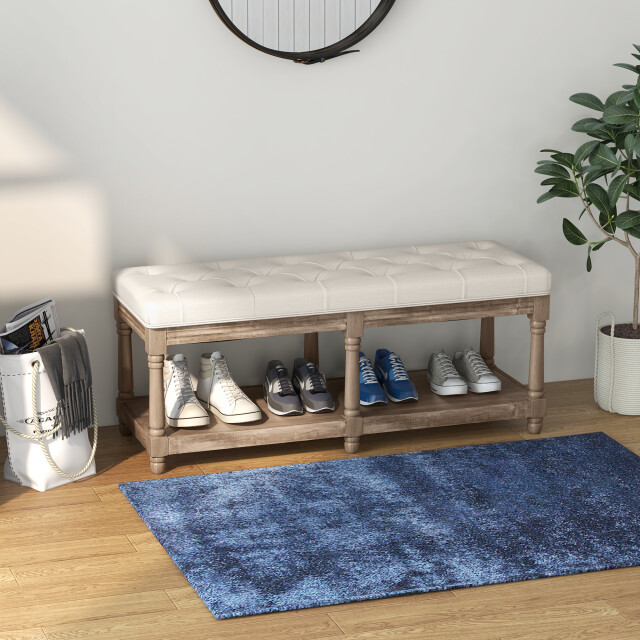 Homcom Schoenenbank met opbergruimte 115x40x48cm wit 3307626 large