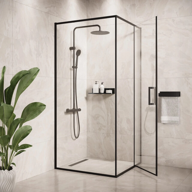 Badplaats Douchecabine belize 90 x 90 x 190 cm zwart met veiligheids - 3213320 large