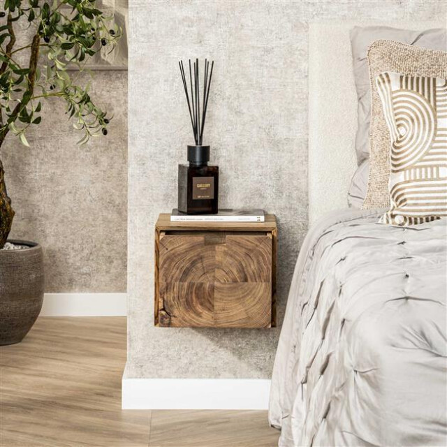 Hoyz nachtkastje block zwevend 1 lade massief acacia naturel 3208039 large