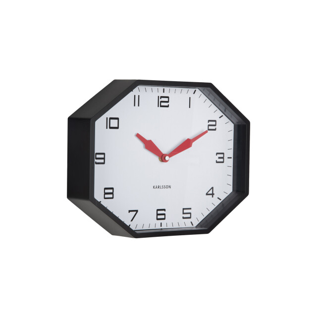 Karlsson wandklok modern factory octagon black & bright red 3259437 large