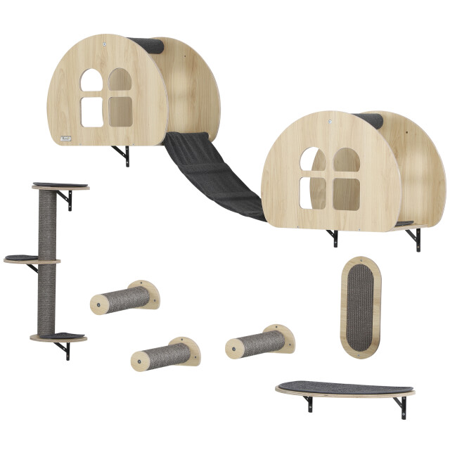 4goodz Klimmuur voor katten -delig met sisalladder platform krabpaal grijs 3246739 large