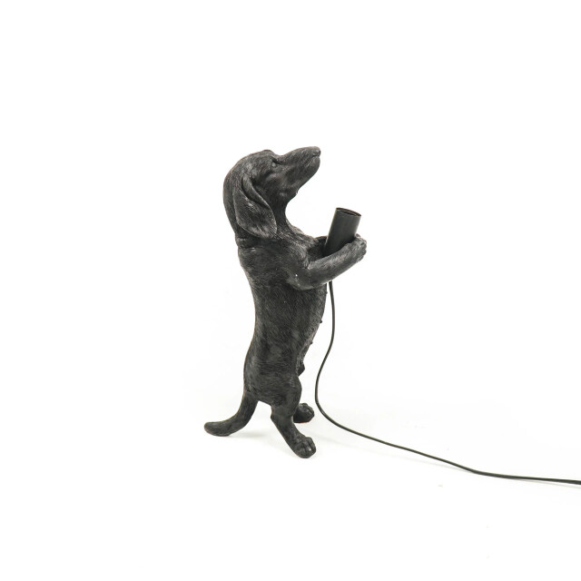 House Vitamin Table lamp dachshund lamp polyresin -black e14 10x15x38cm 2577501 large