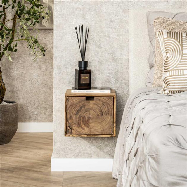 Hoyz nachtkastje block zwevend 1 lade massief acacia naturel 3208039 large