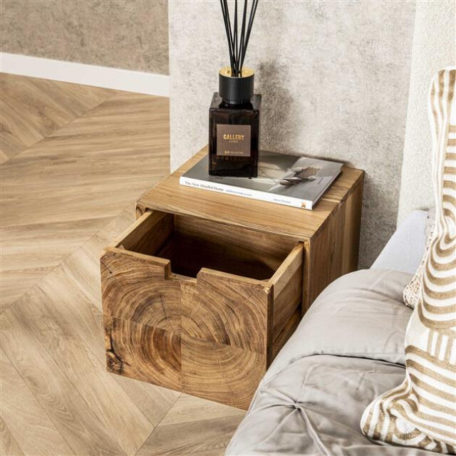 Hoyz nachtkastje block zwevend 1 lade massief acacia naturel 3208039 large