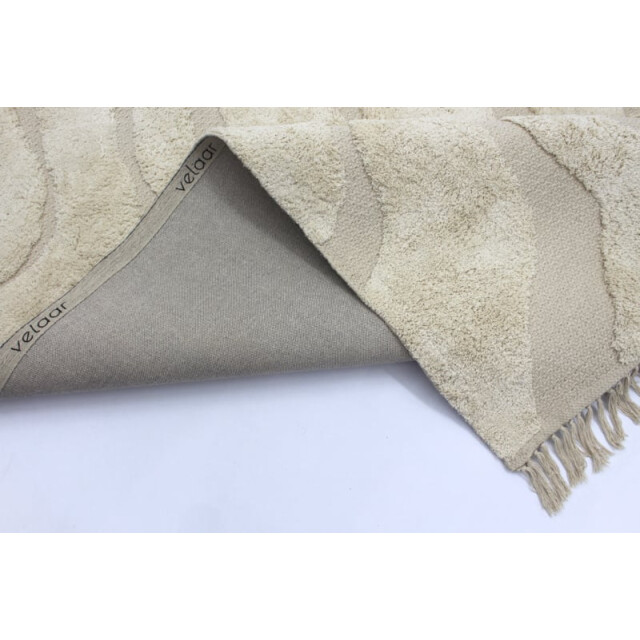 Velaar Outlet vloerkleed wave 100% katoen beige platgeweven modern- 160x230 cm 3309736 large