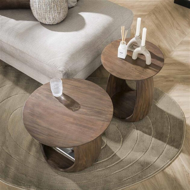 Hoyz bijzettafel flow solid s massief acacia glaze brown 3208037 large