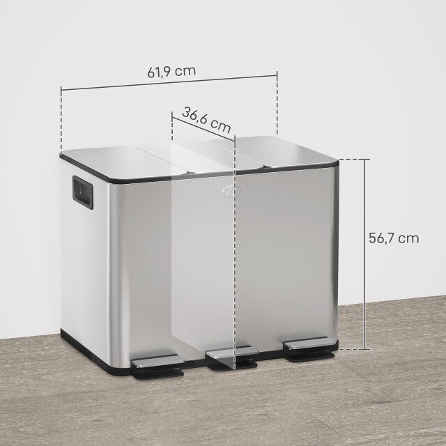 Homcom Pedaalemmer afvalscheiding 3 x 20l geurfilter soft-close emmers 3315553 large