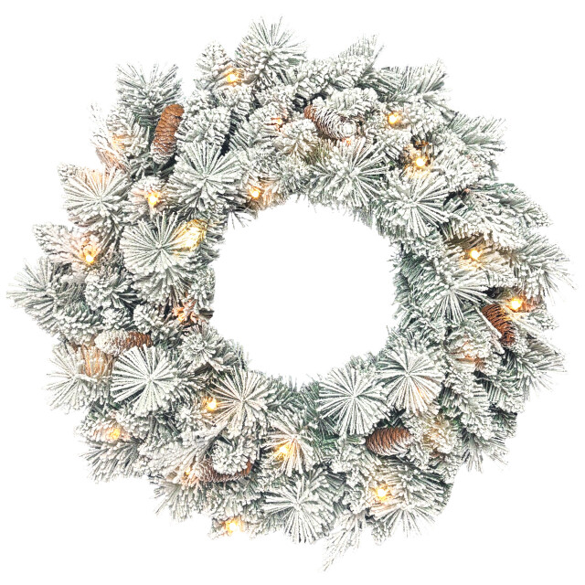 Homcom Kerstkrans met led-verlichting sneeuw en dennenappels Ø60 cm 3315552 large
