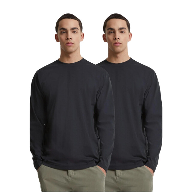 Urban Classics Heren basic t-shirt met lange mouwen (set van 2) UTTN751_black large