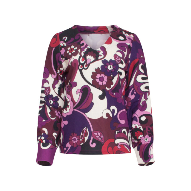 Smashed Lemon 23742-380-998 multi e bloemenprint v-hals top voor dames | 23742-380-998 large