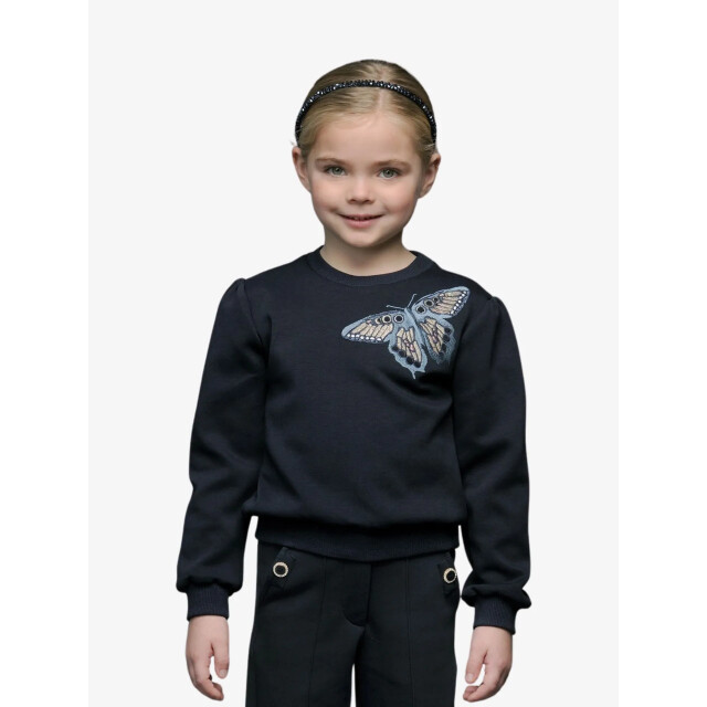 Le Chic Meisjes sweater odette big butterfly in the navy C508-5301-192 large