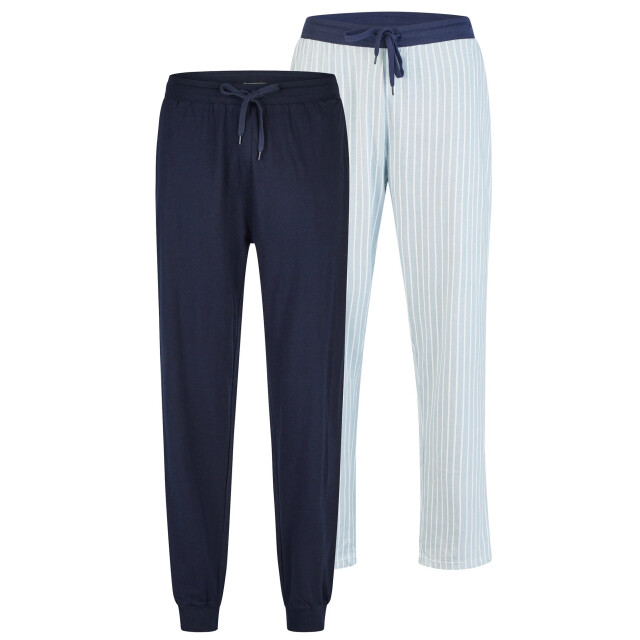 Phil & Co Heren pyjamabroek lang gestreept/effen 2-pack PH-6170-02 large