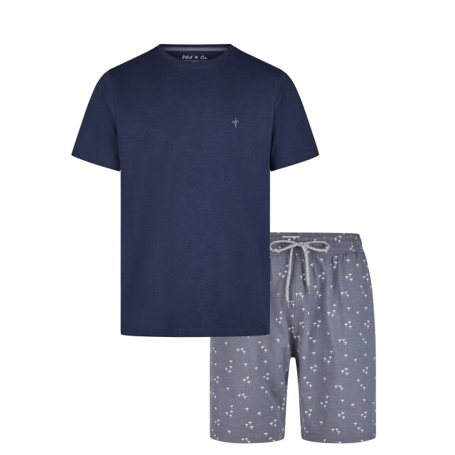 Phil & Co Heren shortama korte pyjama set palm donker PH-530-02 large