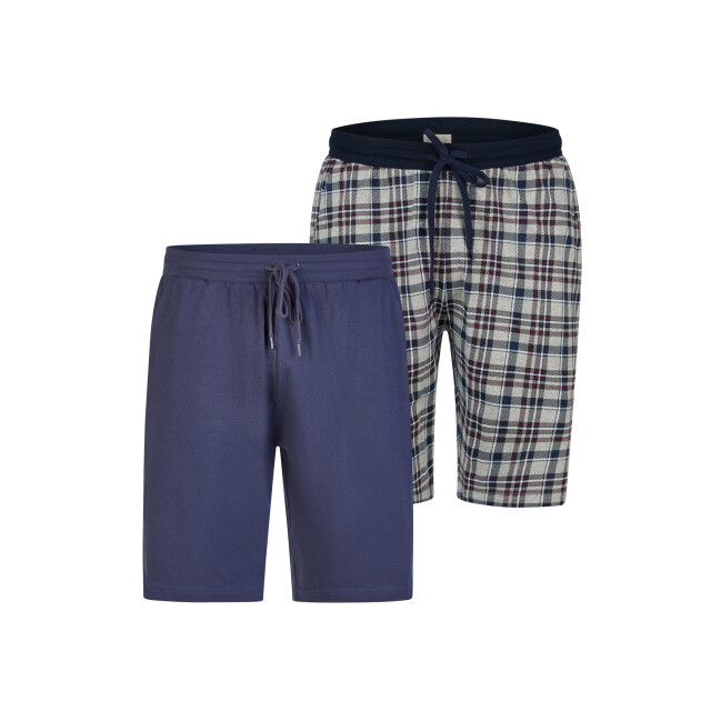 Phil & Co Heren korte pyjamabroek geruit/effen 2-pack PH-6173-02 large