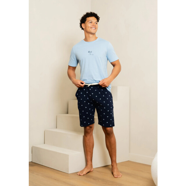 Phil & Co Heren shortama korte pyjama set lichtblauw PH-526-02 large