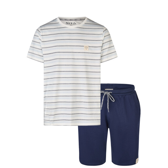 Phil & Co Heren shortama korte pyjama set gestreept PH-535-02 large