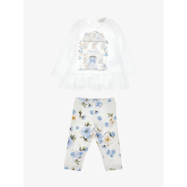 Monnalisa Meisjes baby set legging bloemen ecru celeste 31F504-6658-0258 large