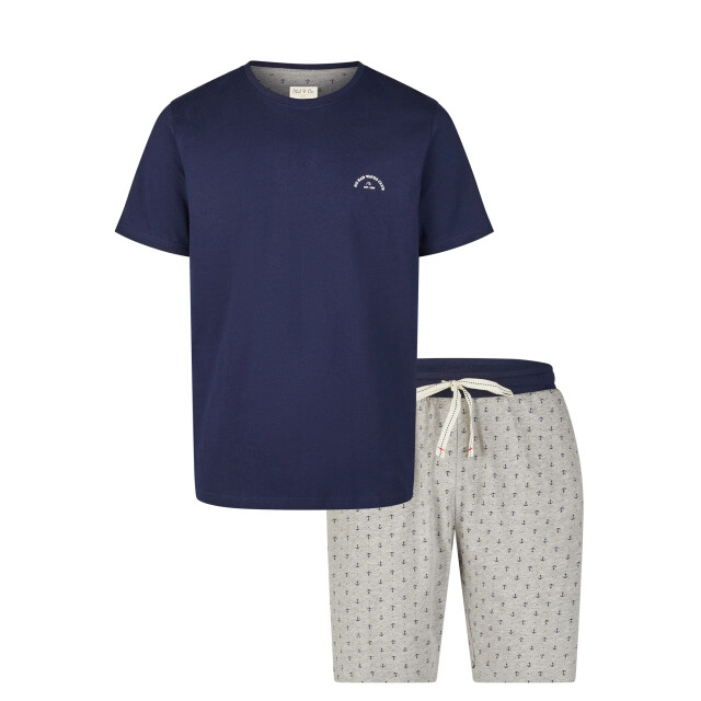 Phil & Co Heren shortama korte pyjama set donkerblauw PH-527-02 large