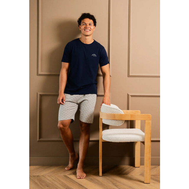 Phil & Co Heren shortama korte pyjama set donkerblauw PH-527-02 large