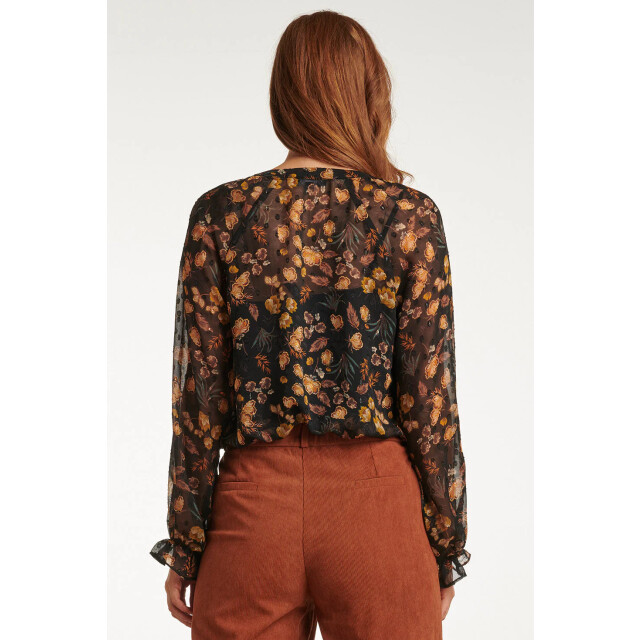 Smashed Lemon 23711-999-240 v-hals top met bloemenprint-mosterd | 23711-999-240 large