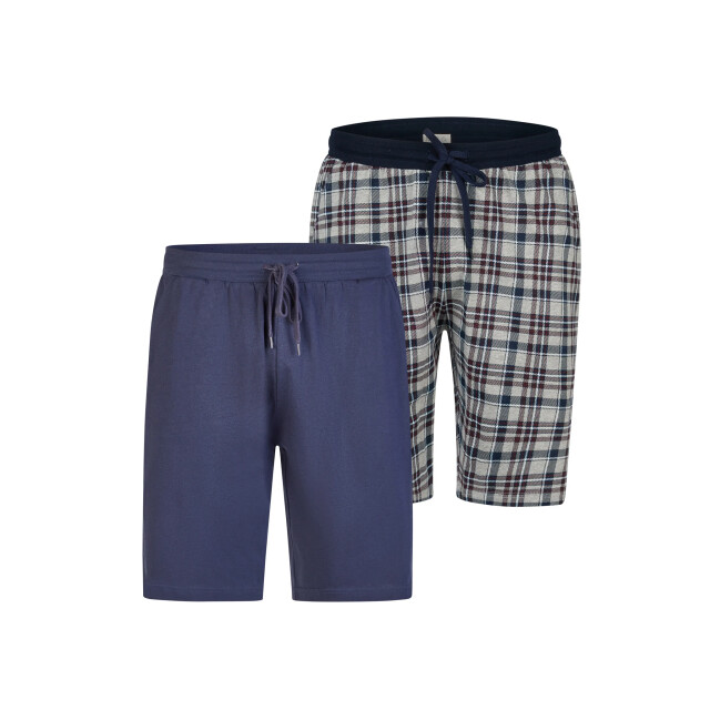 Phil & Co Heren korte pyjamabroek geruit/effen 2-pack PH-6173-02 large