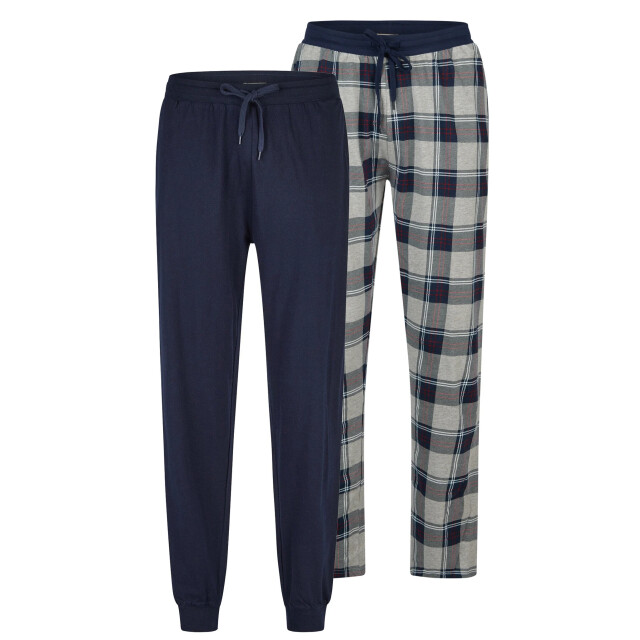 Phil & Co Heren pyjamabroek lang geruit/effen 2-pack PH-6171-02 large