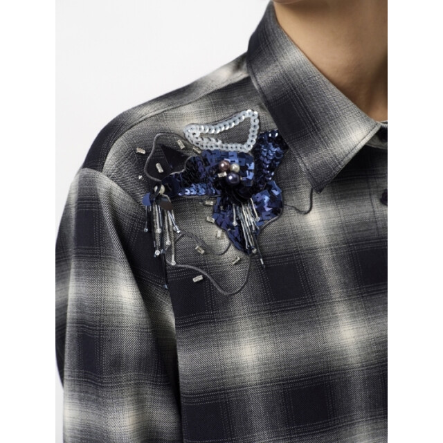 Dante 6 D6 eason check embellished shirt D6 Eason Check Embellished Shirt/4900 Nocturnal Blue large