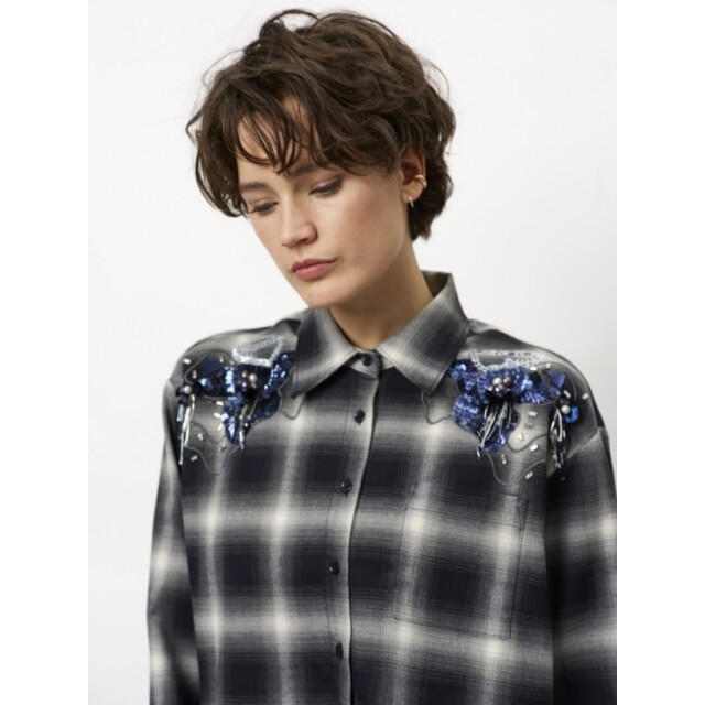 Dante 6 D6 eason check embellished shirt D6 Eason Check Embellished Shirt/4900 Nocturnal Blue large