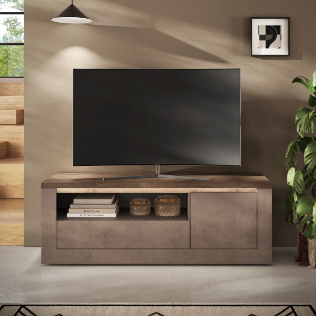 CaliCosy Tv-meubel met 1 deur, 1 lade en 1 nis, brons en kwik effect, l160 cm ischia 3321770 large