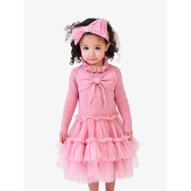 Angels Face Meisjes baby jurk bliss knitted tulle BLISS-BABY-KNITTED-AND-TULLE-DRESS-TEA-ROSE large