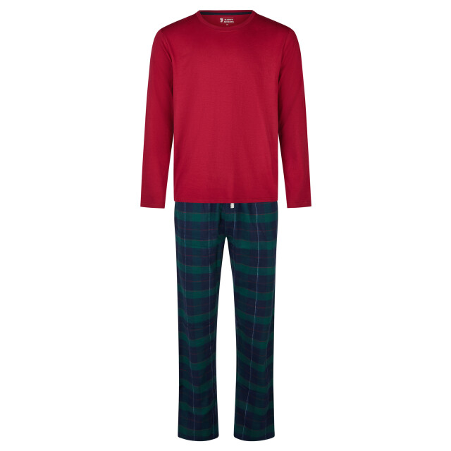 Happy Shorts Heren kerst pyjama set shirt + broek giftbox rood/groen geruit flanel HS-1275 large