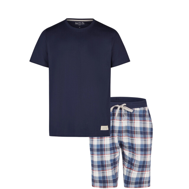Phil & Co Heren shortama korte pyjama set donkerblauw geruit PH-6103-02 large