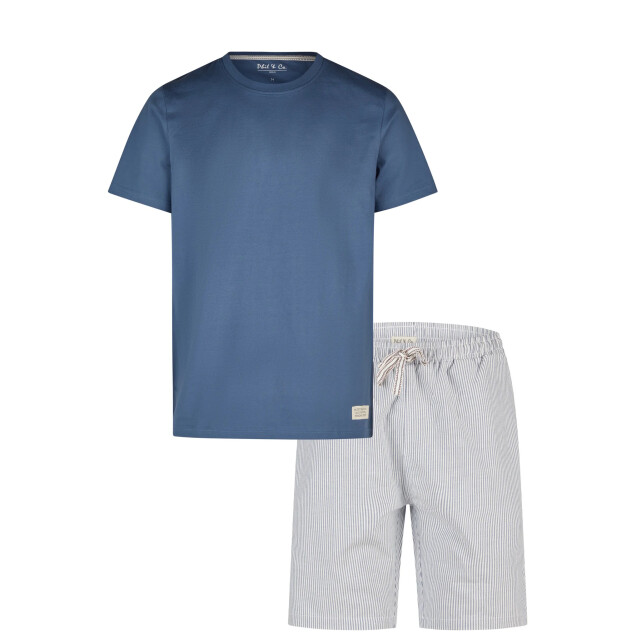 Phil & Co Heren shortama korte pyjama set gestreept PH-6104-02 large