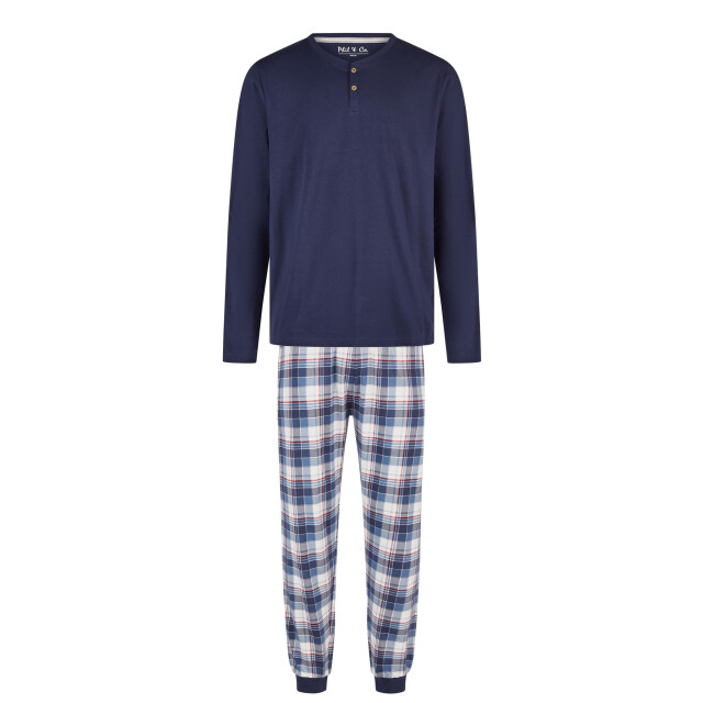 Phil & Co Heren pyjama set lang donkerblauw geruit PH-6100-02 large