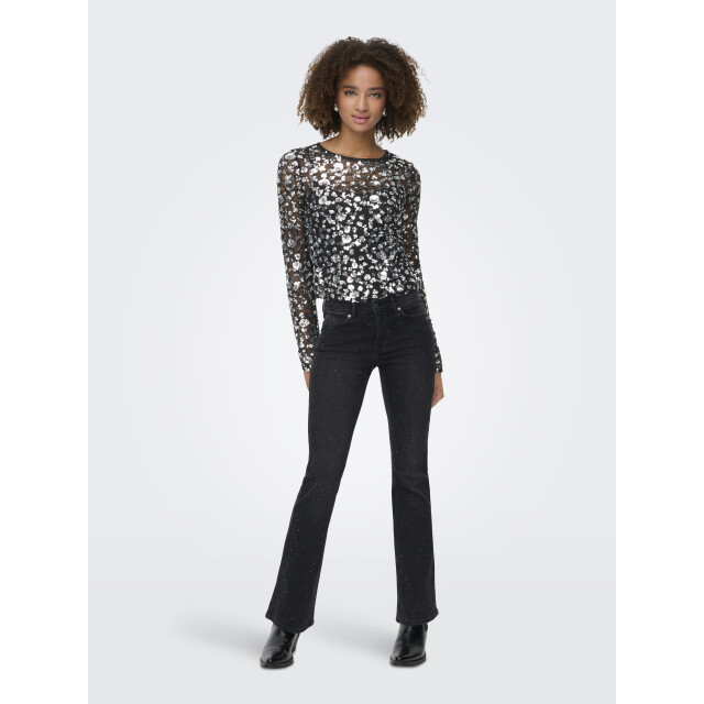 Only onlpalema ls lace sequin top wvn 15359848 silver sequins 06012.915.0007 large