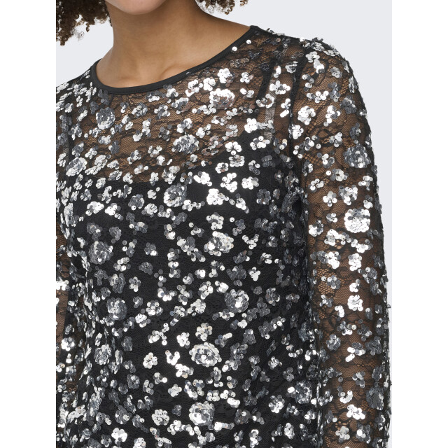 Only onlpalema ls lace sequin top wvn 15359848 silver sequins 06012.915.0007 large