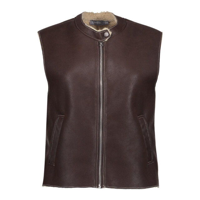 Geisha gilet im lammy + zip 55847-19 775 brown/cream 06226.840.0074 large