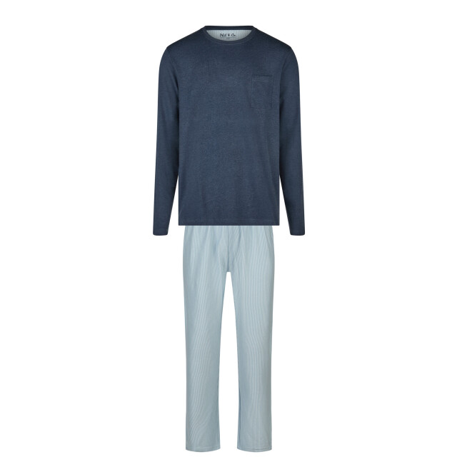 Phil & Co Heren pyjama set interlock donkerblauw/lichtblauw gestreept PH-6132-02 large