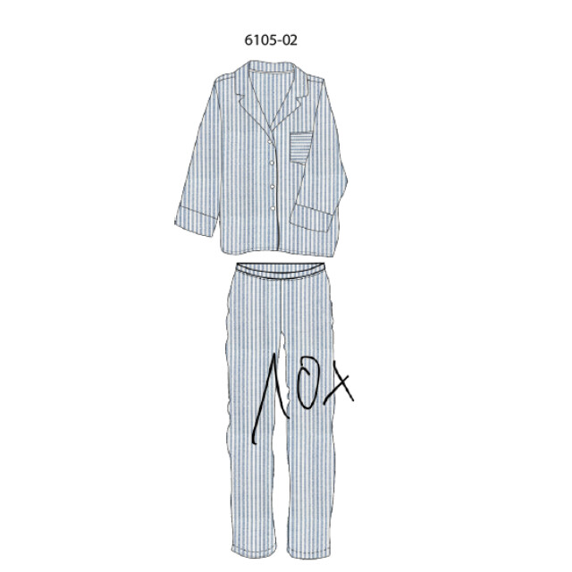 Phil & Co Heren pyjama set lang geweven gestreept PH-6105-02 large